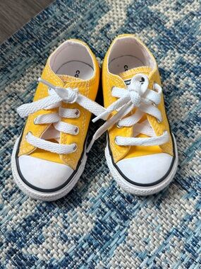 Converse Kids Yellow Canvas Sneakers with White Accents